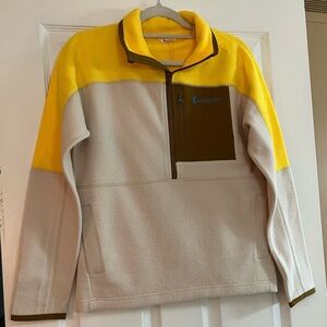 Cotopaxi/Abrazo Women’s Lemon/Cream NWOT Half-Zip Fleece Pullover Sm.